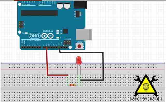 Программирование Arduino урок 2 - схема в железе