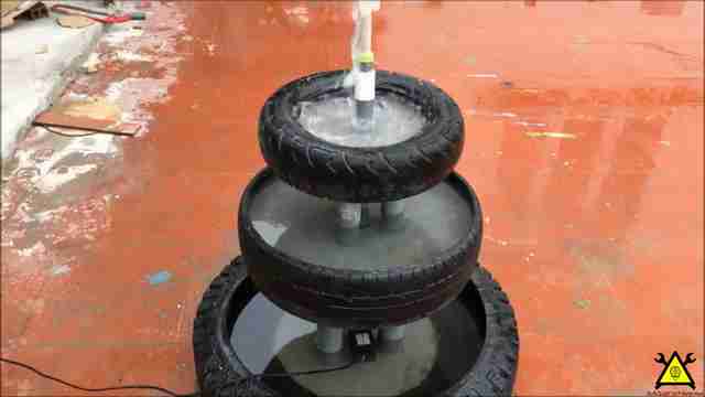 Как сделать садовый фонтан из старых покрышек своими руками Как сделать садовый фонтан из старых покрышек своими руками